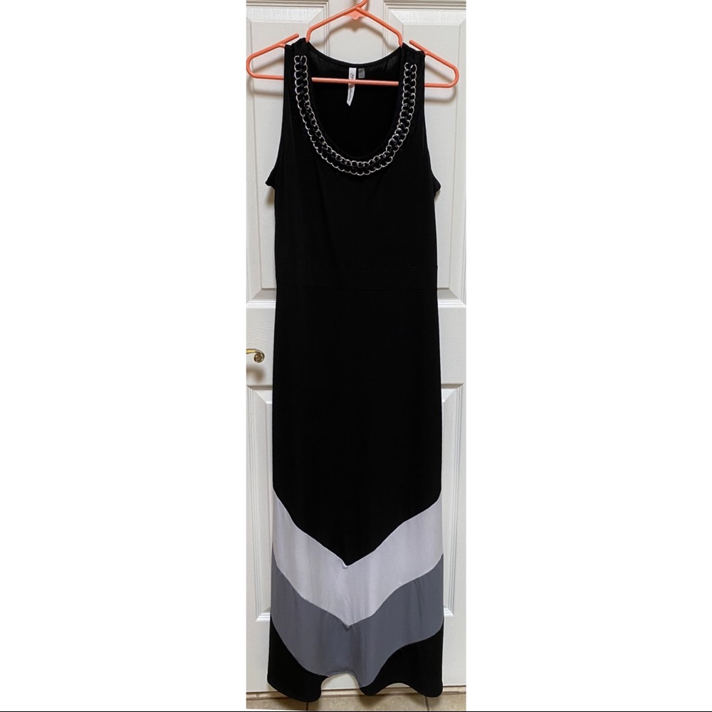 NY Collection Black Colorblock Maxi Dress